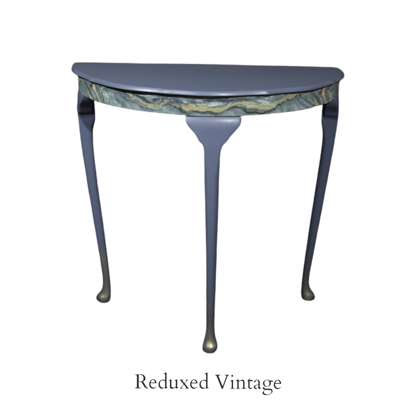 Console table, hall table, living room, dining room, eco furniture, decoupage, hand painted, halfmoon table, demi-lune, blue