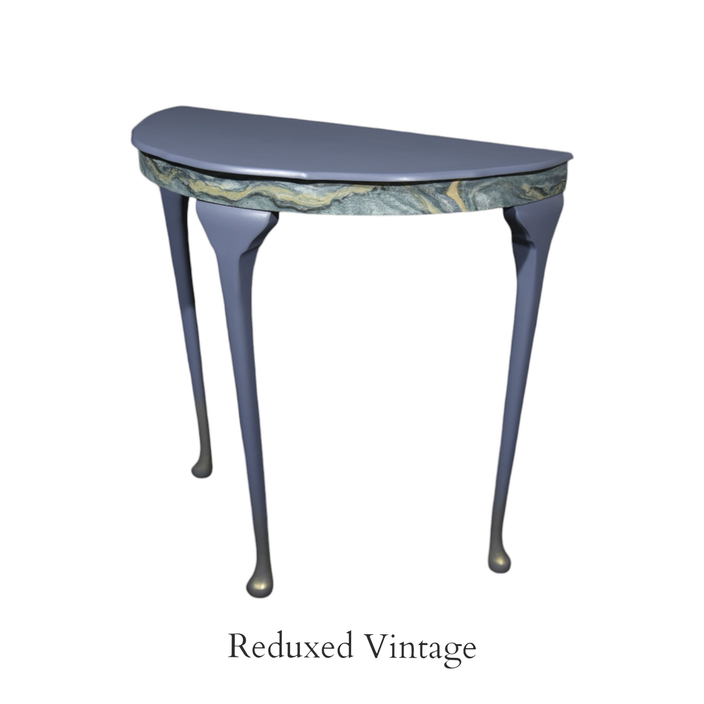 Console table, hall table, living room, dining room, eco furniture, decoupage, hand painted, halfmoon table, demi-lune, blue