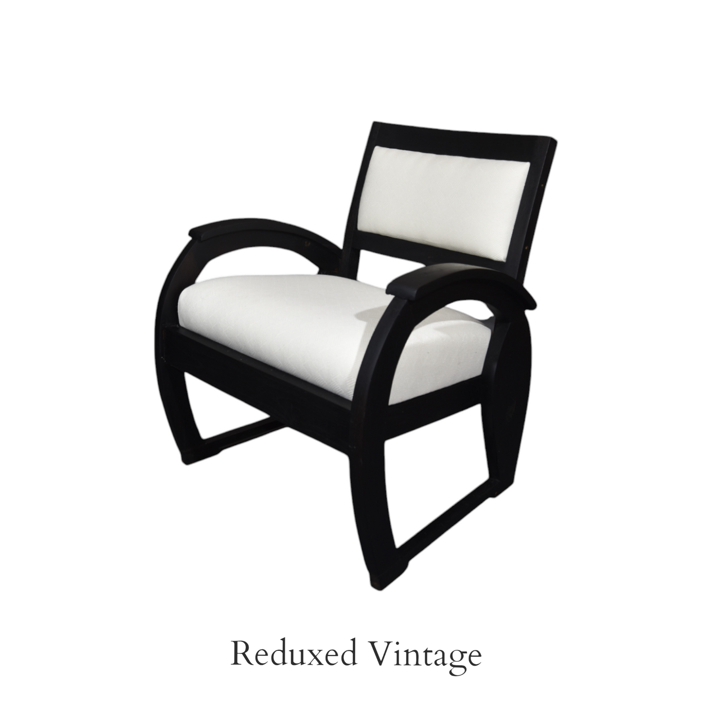 Chair, black and cream, upholstered, art deco style, upcycled, vintage, sustainable funriture