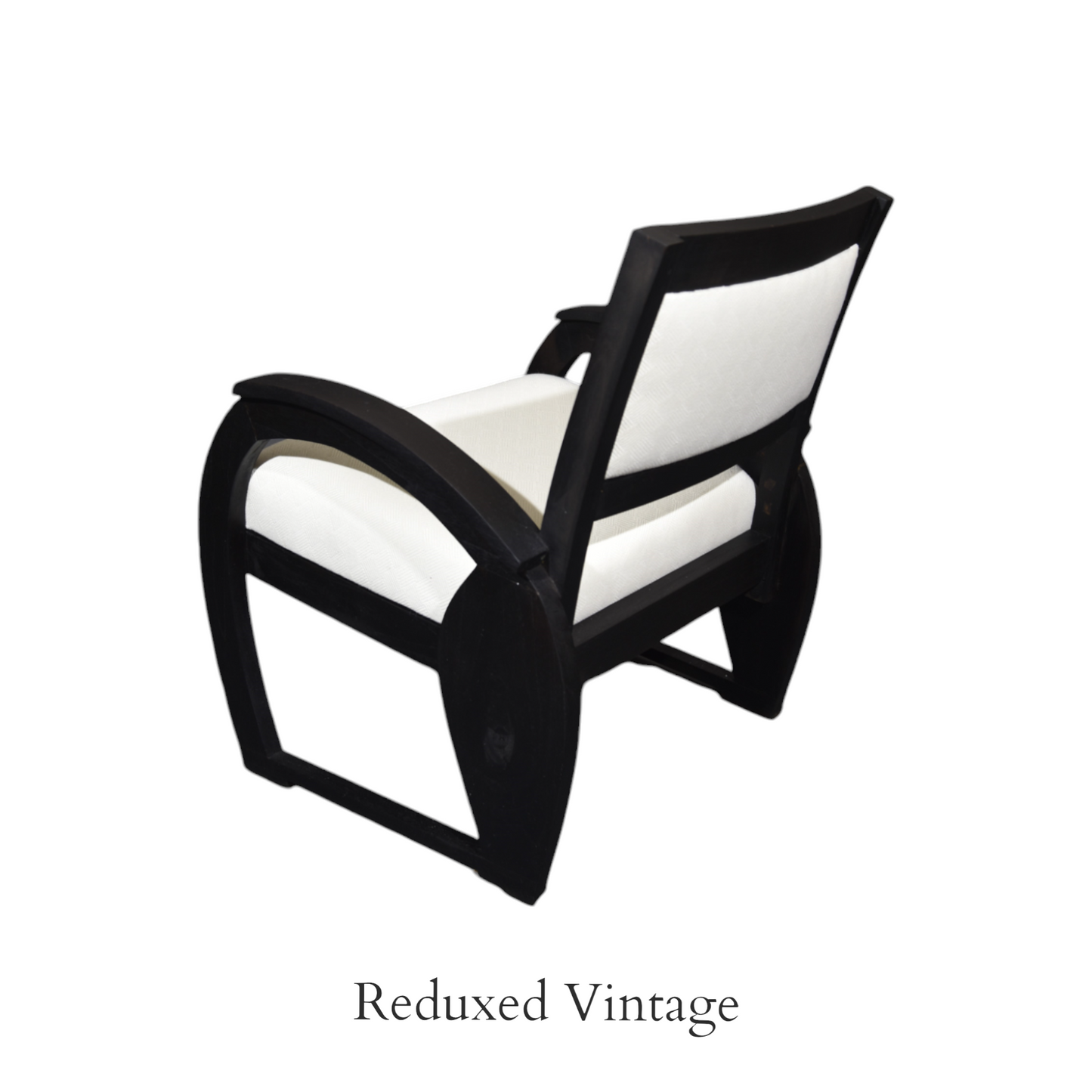 Chair, black and cream, upholstered, art deco style, upcycled, vintage, sustainable funriture