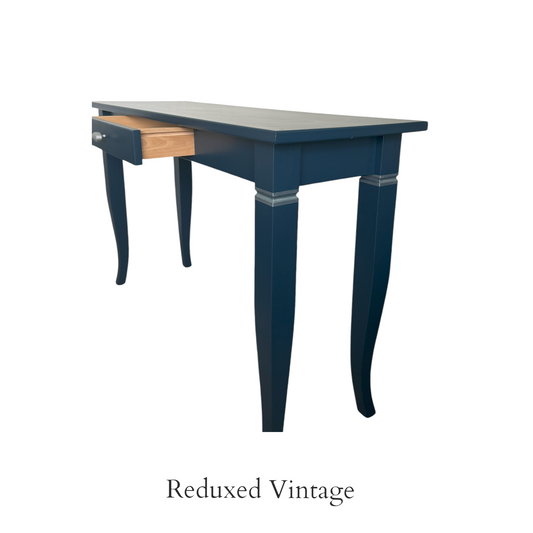 console table with drawer, large, blue