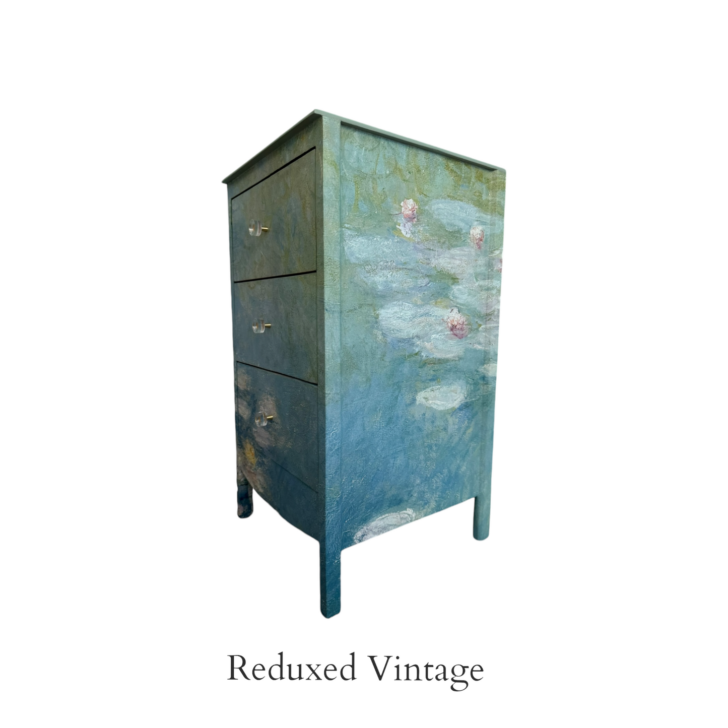 Bedside table, Monet, decoupage, storage, commission