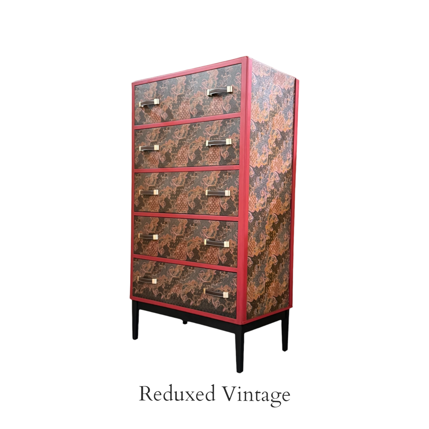 Cultural Fusion: Authentic Malaysian Fabric Vintage Decoupage Tallboy