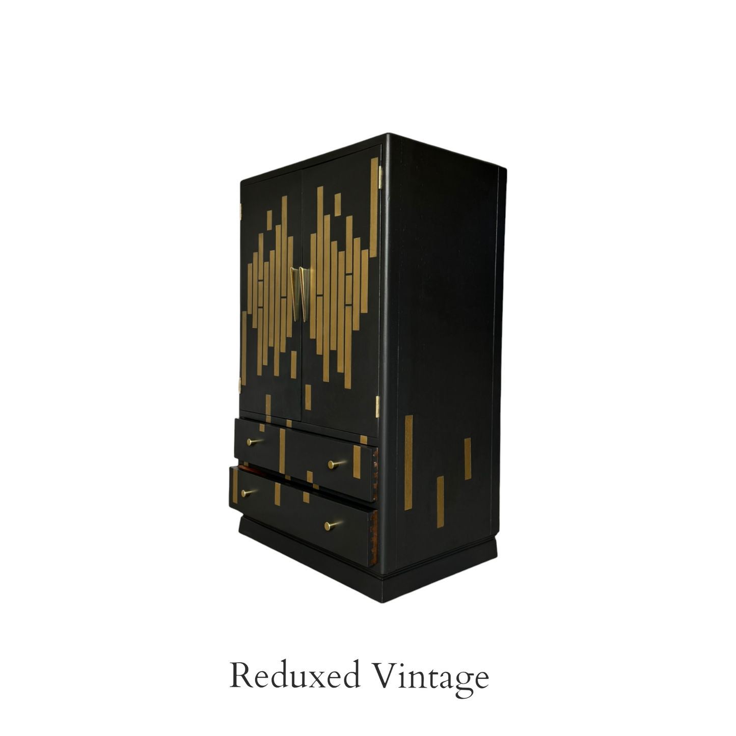 Wine Bar, art deco, black and gold, gold leaf, wine cupboard, drinks cupboard, geometric design