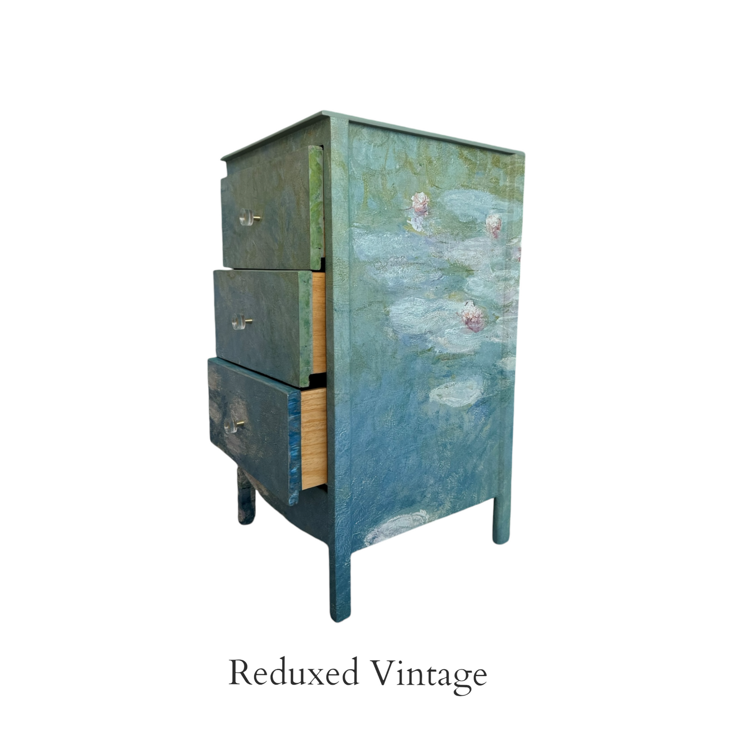 Bedside table, Monet, decoupage, storage, commission