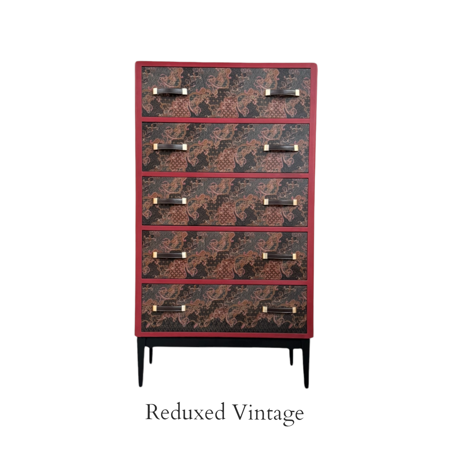 Cultural Fusion: Authentic Malaysian Fabric Vintage Decoupage Tallboy