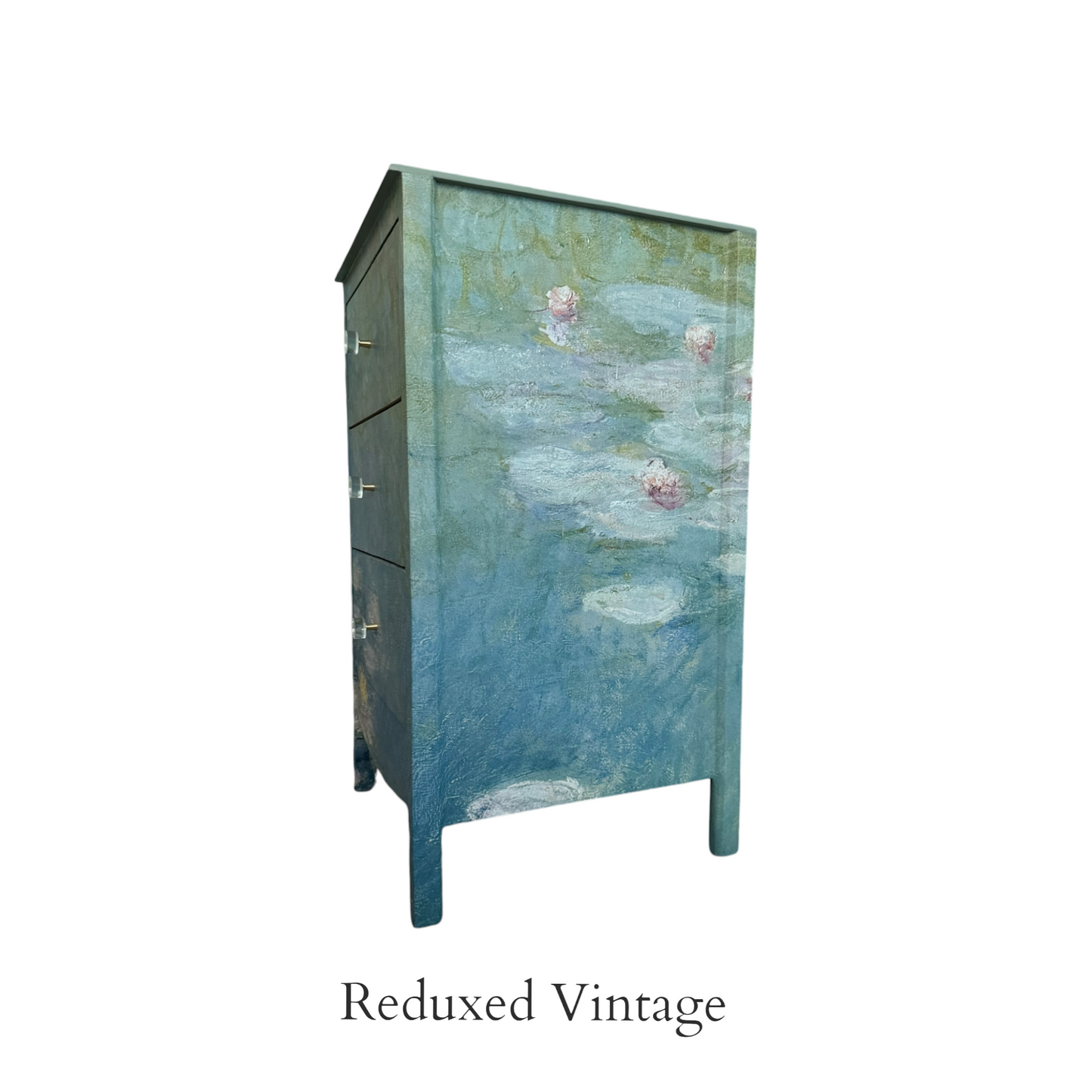 Bedside table, Monet, decoupage, storage, commission