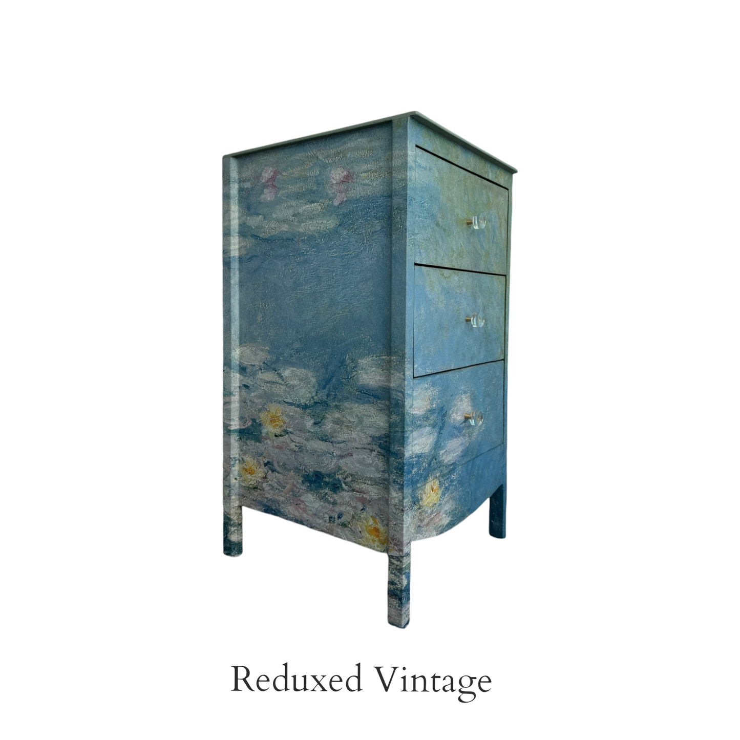 Bedside table, Monet, decoupage, storage, commission